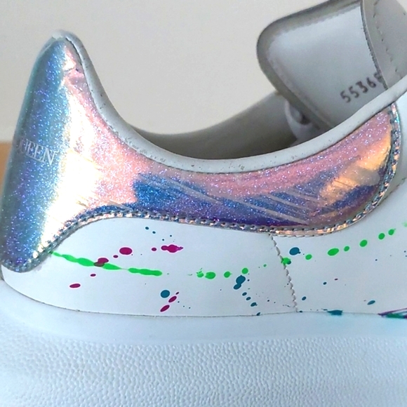 Alexander Mcqueen Abstract Colorful Painted White Leather Sneaker - Picture 16 of 16